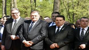 Доња Градина - учесници на реверима носе значку са "Тополом ужаса"