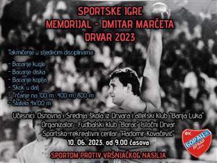 ФБиХ - Дрвар - плакат -  "Меморијал Дмитар Марчета Дрвар 2023"
