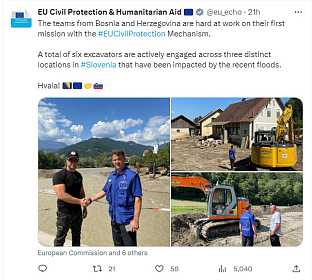 БиХ - Министарство безбједности - помоћ Словенији