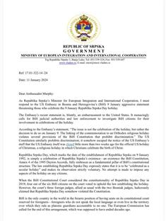 Република Српска - Клокић - писмо Марфију