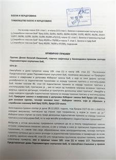 БиХ - Представнички дом - изборни закон - кривична пријава - документ