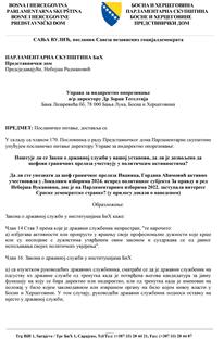 БиХ - Представнички дом - УИО - посланичко питање