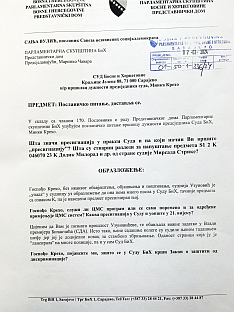 БиХ - Представнички дом - посланичко питање - Вулић - Суд БиХ