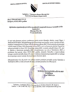 БиХ - правосуђе - Којић - допис Тужилаштва БиХ 