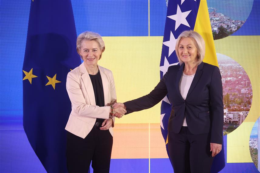 САРАЈЕВО, 1. НОВЕМБРА /СРНА/ - Предсједавајућа Савјета министара Борјана Кришто са предсједником Еворпске комисије Урсулом фон дер Лајен.