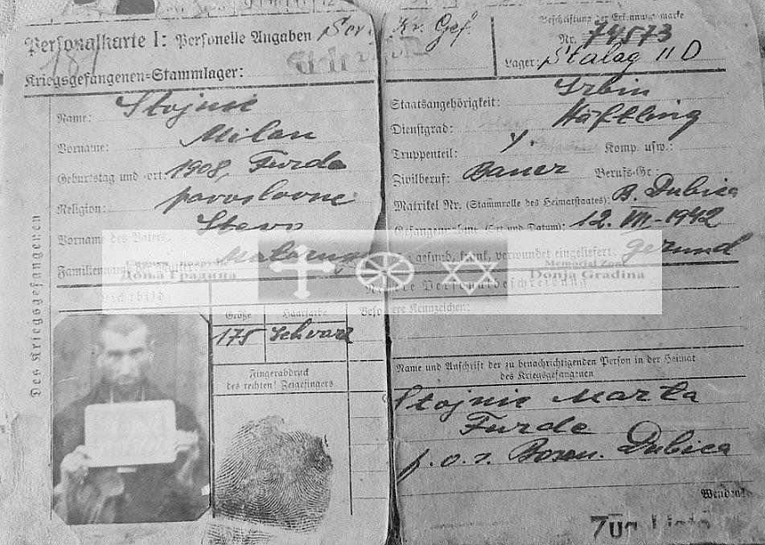 КОЗАРСКА ДУБИЦА, 29. НОВЕМБРА /СРНА/ - Породица Стојнић из Козарске Дубице уручила је Јавној установи Спомен-подручје Доња Градина фотографије логорске исказнице Милана Стојнића из дубичког села Фурде, што је драгоцјеност у сакупљању докумената о страдању Срба од усташа и нациста током Другог свјетског рата.