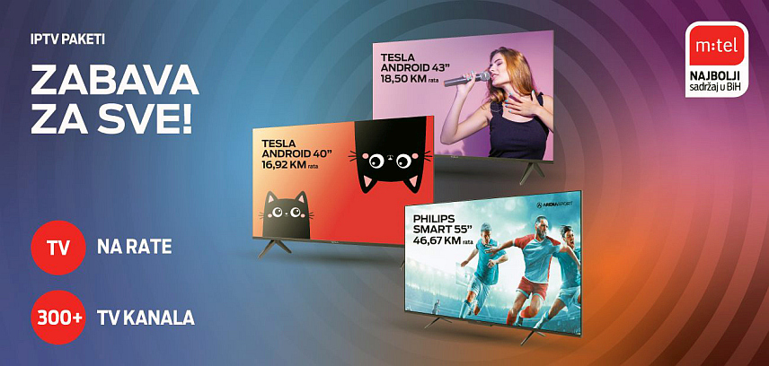 БАЊАЛУКА, 4. ДЕЦЕМБРА /СРНА/ - У актуелној понуди "М:тел" TВ пакета нуди се попуст од 25 одсто на претплату четири мјесеца за одабрани пакет, као и могућност куповине телевизора на рате без камата.
