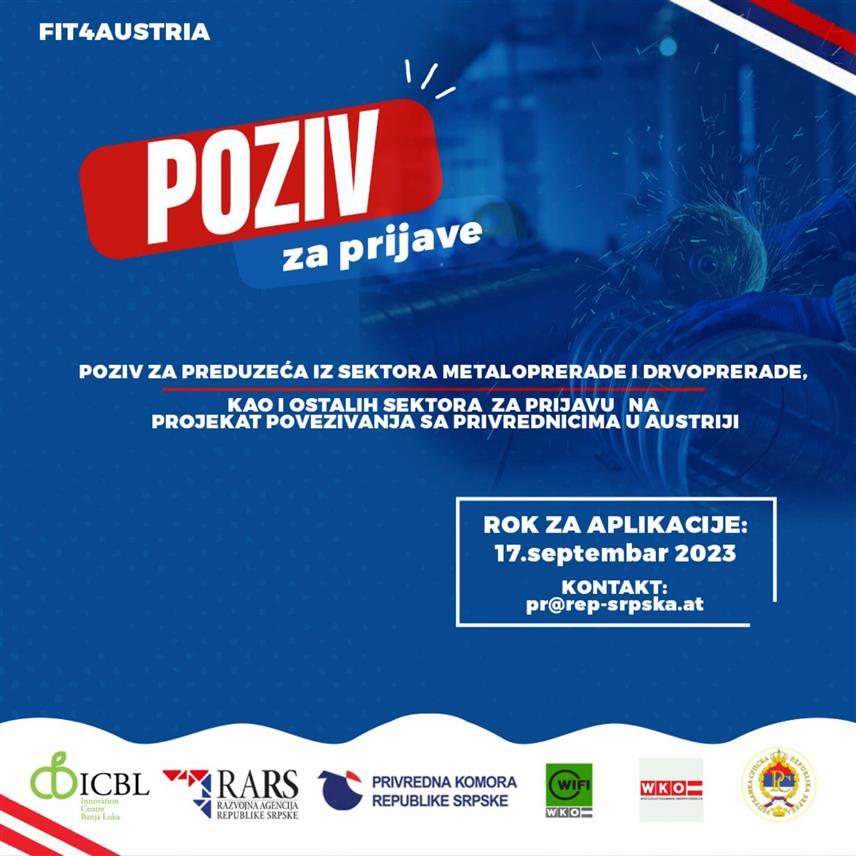 ИСТОЧНО САРАЈЕВО, 12. СЕПТЕМБРА /СРНА/ - Градска управа Источно Сарајево упутила је позив привредницима са подручја града који су заинтересовани за успостављање пословне сарадње са аустријским фирмама.