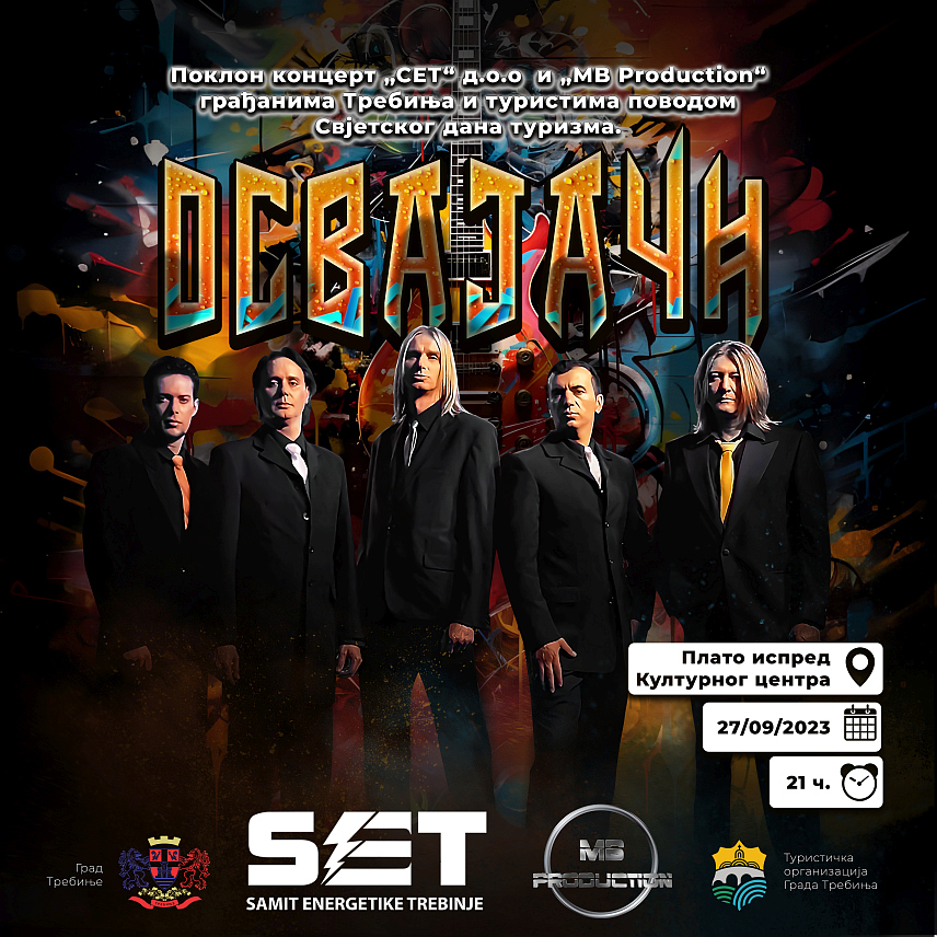 TРЕБИЊЕ, 20. СЕПTЕМБРА /СРНА/ - Свјетски дан туризма, 27. септембар, у Требињу ове године дочекују са рекордним показатељима о посјети најјужнијем граду Републике Српске, те је тог дана за суграђане планиран концерт рок групе "Освајачи".