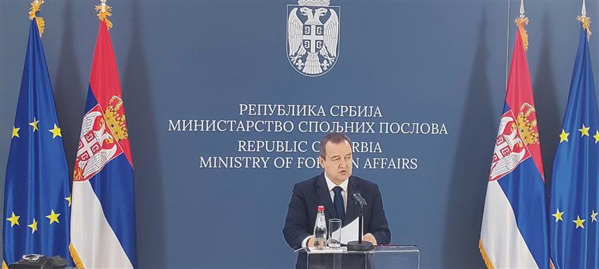 БЕОГРАД, 12. ЈАНУАРА /СРНА/ - Министар спољних послова Србије Ивица Дачић на новогодишњем пријему за представнике дипломатског кора у Министарству спољних послова.