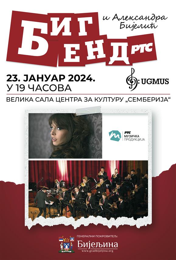 БИЈЕЉИНА, 14. ЈАНУАРА /СРНА/ - Пред бијељинском публиком у уторак, 23. јануара, први пут ће наступити Биг бенд РТС са гостом Александром Бијелић, а сав приход од продаје карата биће уплаћен на рачун Удружења "Другачији свијет" које окупља лица са аутизмом ради пружања организоване помоћи и заштите.