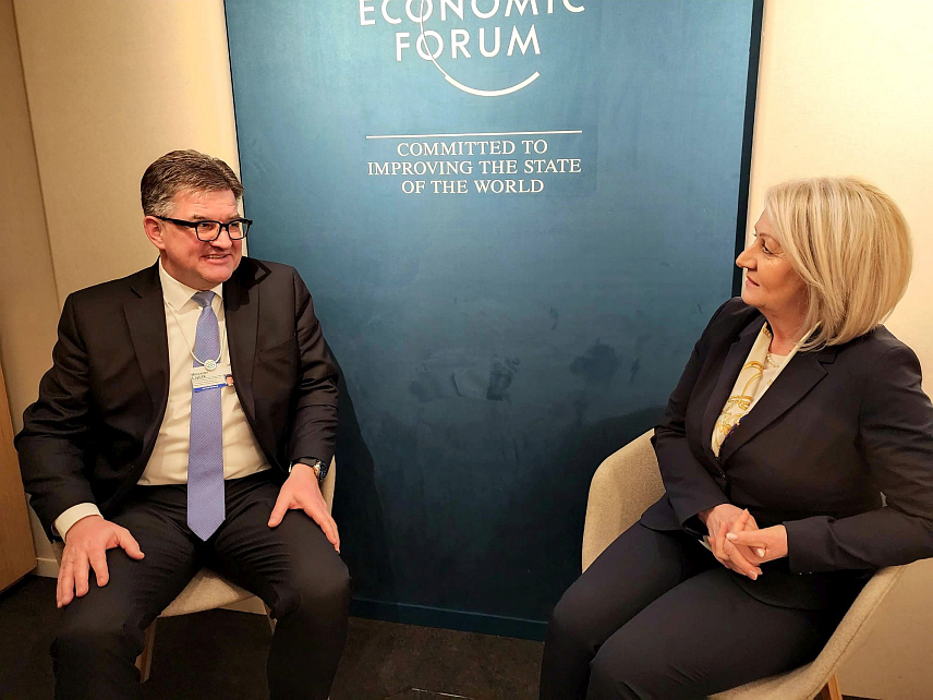 ДАВОС, 17. ЈАНУАРА /СРАН/ - Предсједавајућа Савјета министара Борјана Кришто током Свјетског економског форума у Давосу.