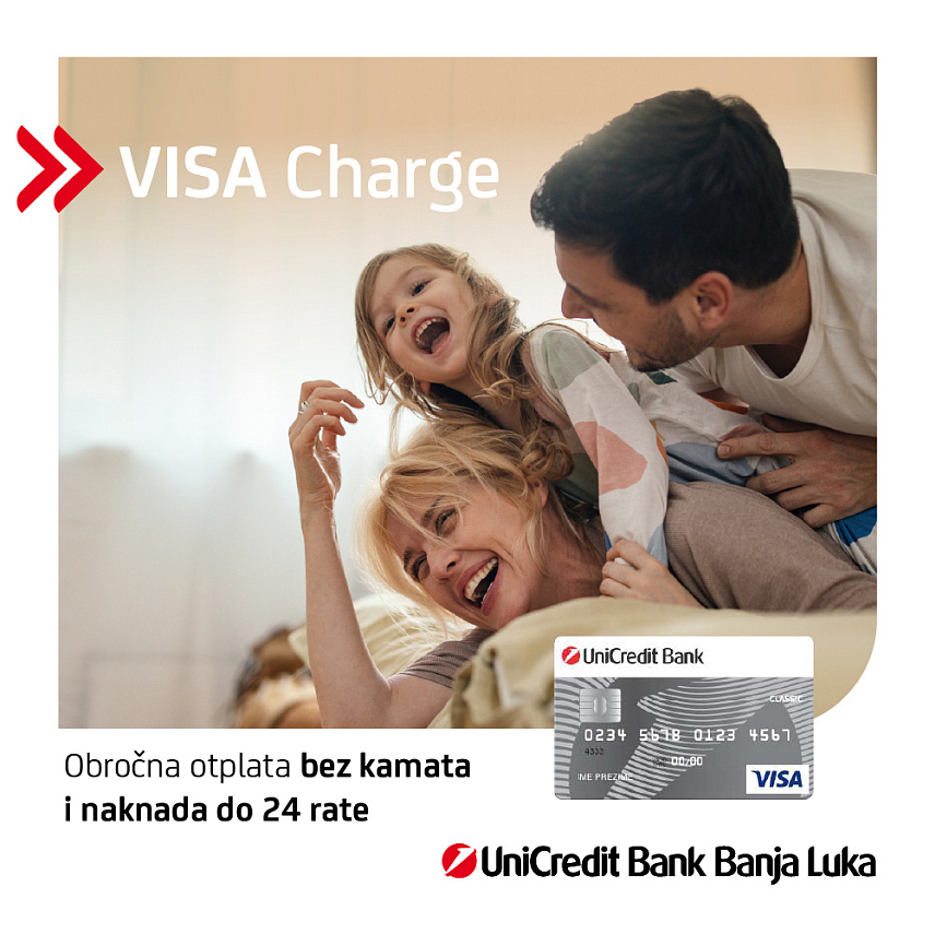 БАЊАЛУКА, 30. ЈАНУАРА /СРНА/ - Уникредит банка Бањалука нуди виза кредитне картице које омогућавају куповину робе и услуга на рате, без додатних трошкова, камата и накнада, на више од 7.000 продајних мјеста широм БиХ.	
