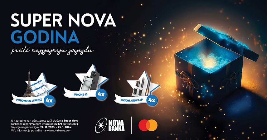 БАЊАЛУКА, 31. ЈАНУАРА /СРНА/ - Маја Микић из Новог Града и Самир Биједић из Тузле добитници су путовања у Париз у наградној игри коју је Нова банка, у сарадњи са компанијом "Мастеркард" , организовала за кориснике дебитних и кредитних картица "мастеркард супер нова".