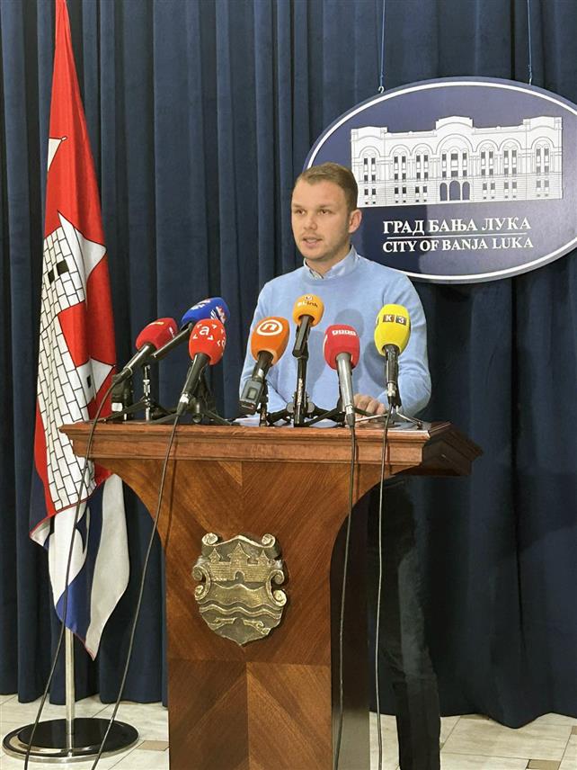 БАЊАЛУКА, 4. ЈАНУАРА /СРНА/ -  Градоначелник Бањалуке  Драшко Станивуковић на конференцији за новинаре у Бањалуци.
