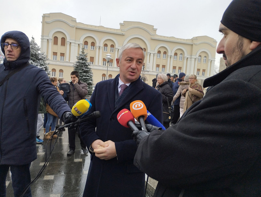 БАЊАЛУКА, 9. ЈАНУАРА /СРНА/ - Предсједник ПДП-а Бранислав Бореновић, изјава новинарима./фото Борислав Здриња/