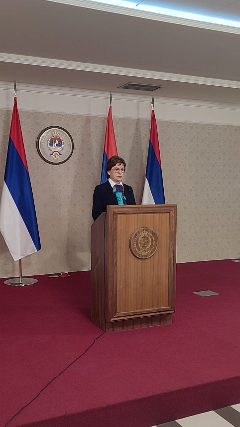 ИСТОЧНО САРАЈЕВО, 13. НОВЕМБРА /СРНА/ - Министар финансија Републике Српске Зора Видовић на конференцији за новинаре.