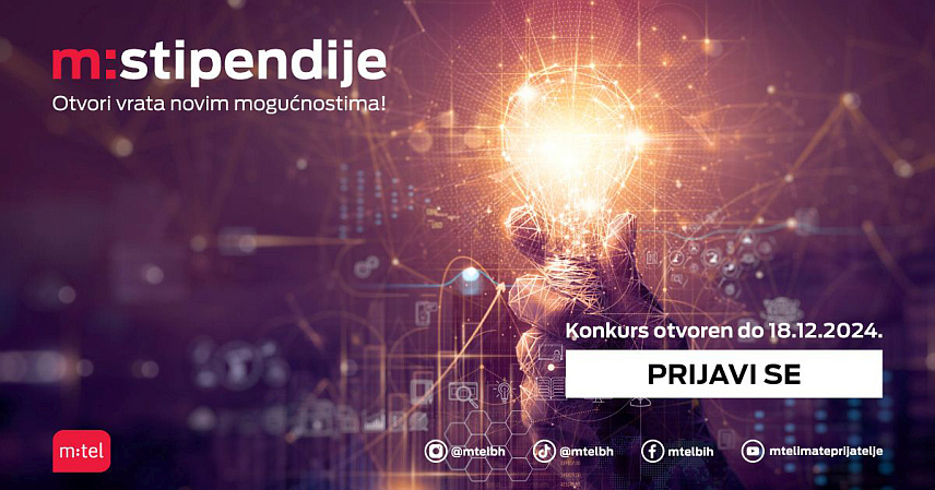 БАЊАЛУКА, 18. НОВЕМБРА /СРНА/ - Компанија "М:тел" позвала је студенте електротехничких факултета у Бањалуци и Источном Сарајеву, Факултета електротехнике у Tузли и бањалучког Природно-математичког факултета да се до 18. децембра пријаве на конкурс за "М:стипендисту".