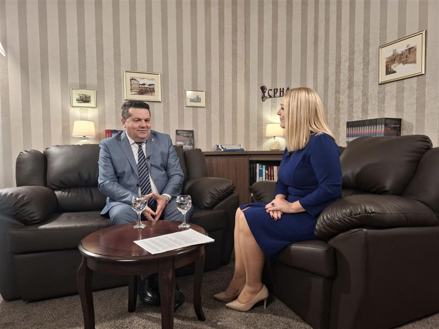 БАЊАЛУКА, 23. НОВЕМБРА /СРНА/ - Предсједник Народне скупштине Републике Српске Ненад Стевандић током гостовања у подкасту СРНЕ.