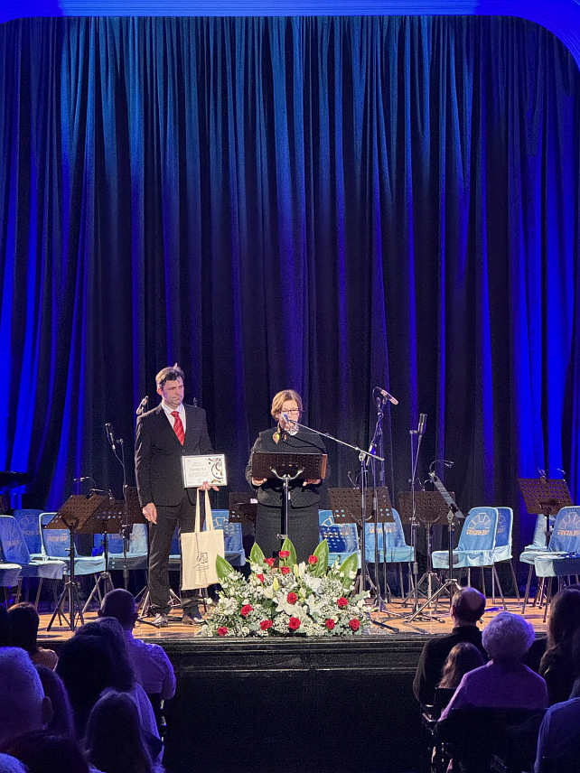 БАЊАЛУКА, 10. ДЕЦЕМБРА /СРНА/ - Министар просвјете и културе Републике Српске Жељка Стојичић у обраћању присутнима на на јубиларном концерту поводом 90 година постојања и рада Умјетничке школе "Владо Милошевић" у Бањалуци.