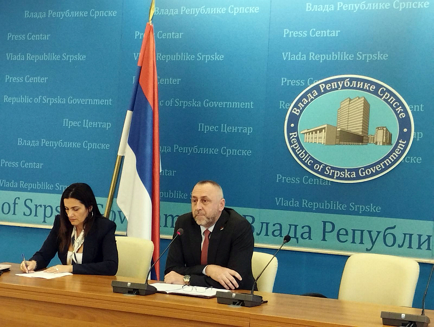 БАЊАЛУКА, 12. ФЕБРУАРА /СРНА/ - Министар рада и борачко-инвалидске заштите Републике Српске Данијел Егић на конференцији за новинаре.