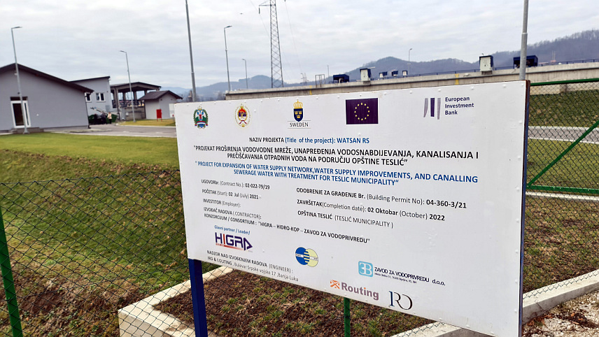 ДОБОЈ, 15. ФЕБРУАРА /СРНА/ - У Теслићу је пуштено у рад постројење за прераду отпадних вода, чија је изградња коштала око 5,5 милиона евра.