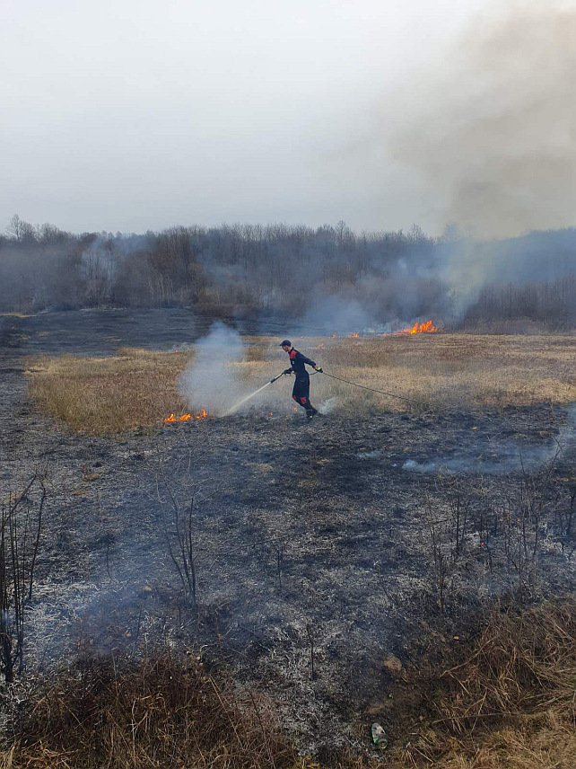 ДЕРВЕНТА, 22. ФЕБРУАРА /СРНА/ - Пожар који је избио у дервентском насељу Горњи Детлак и пријетио да се прошири ватрогасци су вечерас ставили под контролу.