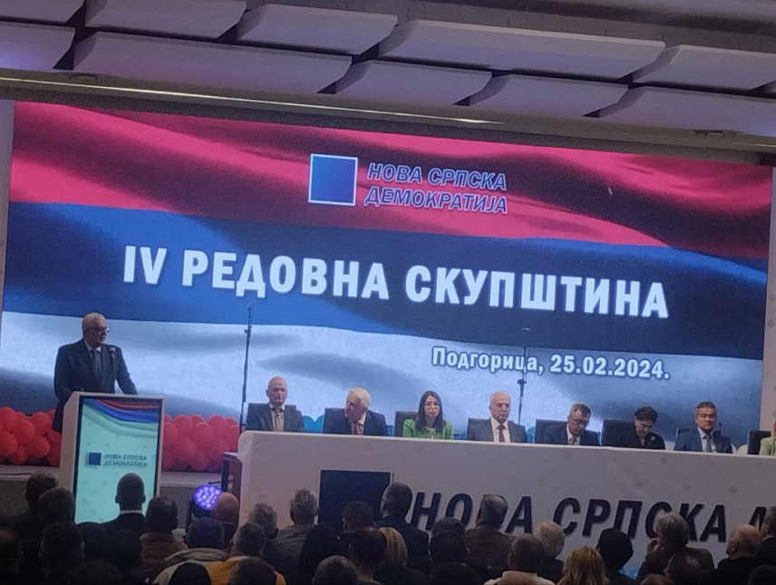 ПОДГОРИЦА, 25. ФЕБРУАРА /СРНА/ - Скупштини Нове српске демократије на којој је изабран Андрија Мандић за предсједника те странке.