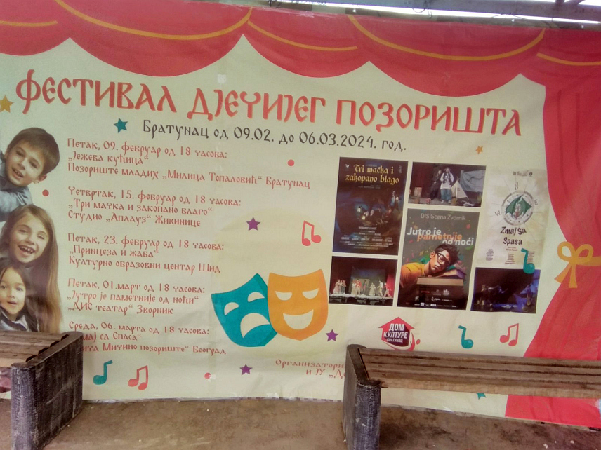 БРАТУНАЦ, 7. ФЕБРУАРА /СРНА/ - У петак, 9. фебруара, у Братунцу ће почети Фестивал дјечијег позоришта, који ће трајати до 6. марта.
