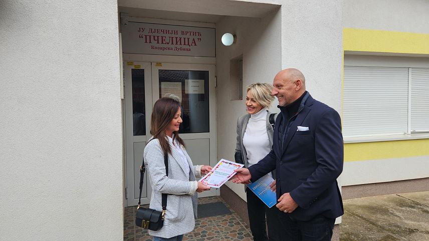 КОЗАРСКА ДУБИЦА, 11. МАРТА /СРНА/ - Дјечији вртић "Пчелица" у Козарској Дубици добио је видео-надзор, а ова мјера сигурности поклон је амбасадора БиХ у Сјеверној Македонији Драгана Јаћимовића.