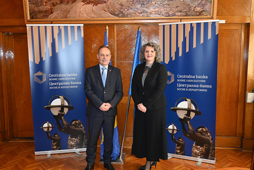 САРАЈЕВО, 14. МАРТА /СРНА/ - Гувернер Централне банке БиХ Јасмина Селимовић и амбасадор Холандије у БиХ Хенк ван ден Дол.