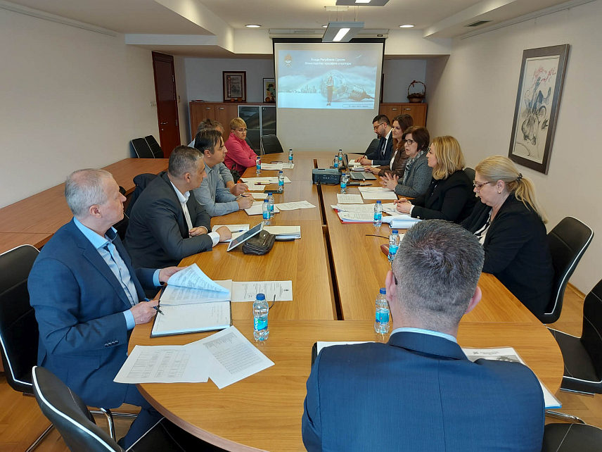 БАЊАЛУКА, 14. МАРТА /СРНА/ - Министар просвјете и културе Републике Српске Жељка Стојичић током разговора са члановима Трипартитног савјетодавног вијећа Републике Српске.