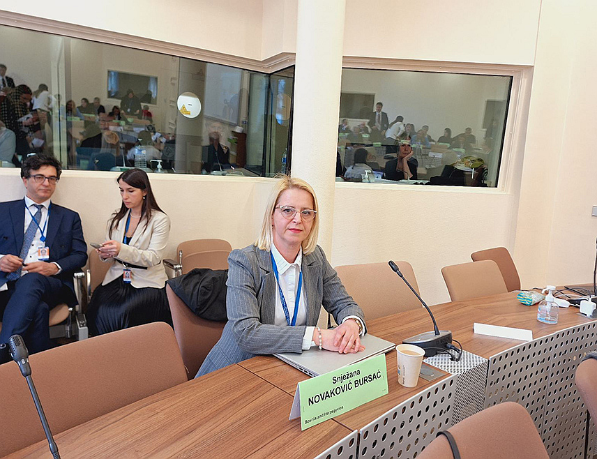 СТРАЗБУРГ, 27. МАРТА /СРНА/ - Чланица делегације БиХ у Парламентарној скупштини Савјета Европе и делагат у Дому народа Парламентарне скупштине БиХ Сњежана Новаковић -Бурсаћ на ванредној сједници Комитета за политичка питања и демократију Парламентарне скупштине Савјета Европе.