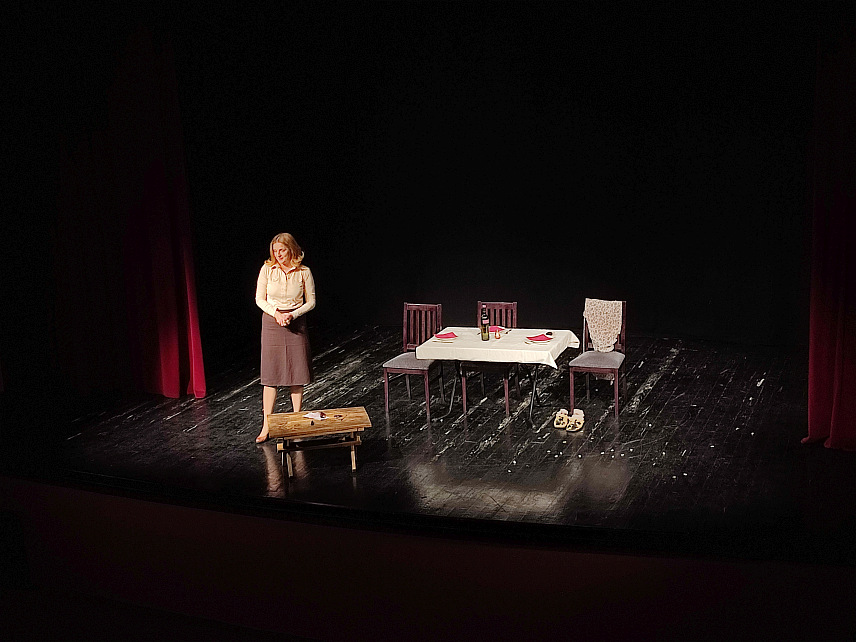 ГРАДИШКА, 27. МАРТА /СРНА/ - Глумица Народног позоришта Републике Српске Љиљана Чекић одиграла је вечерас у Градишци монодраму "Ко камен", ауторке Драгане Мандрапе.