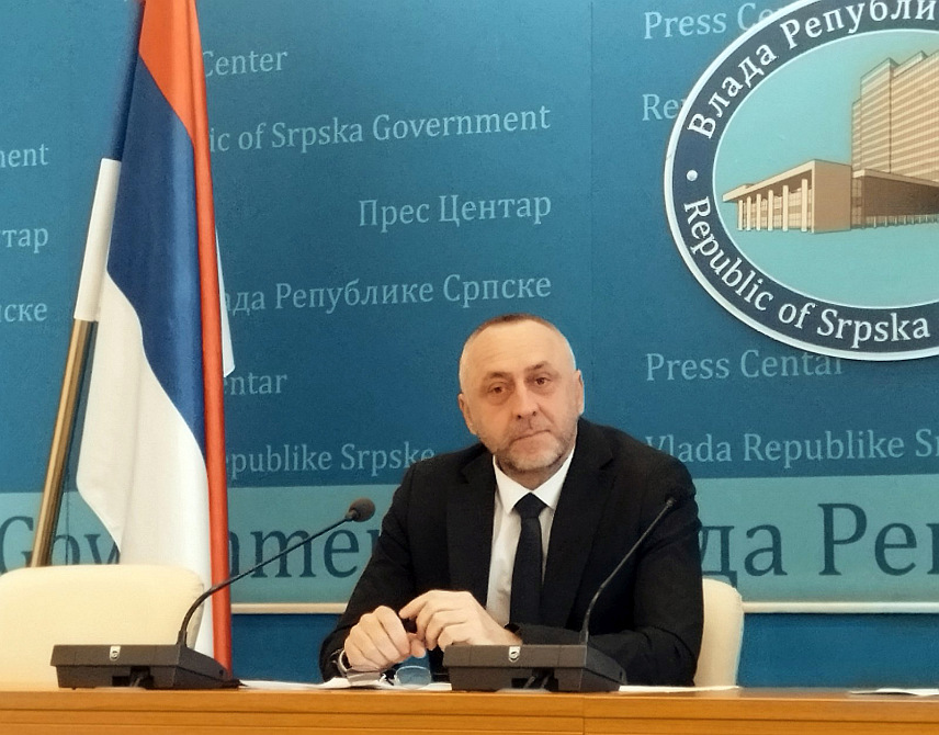 БАЊАЛУКА, 29. МАРТА /СРНА/ - Министар рада и борачко-инвалидске заштите Републике Српске Данијел Егић на конференцији за новинаре у Бањалуци.