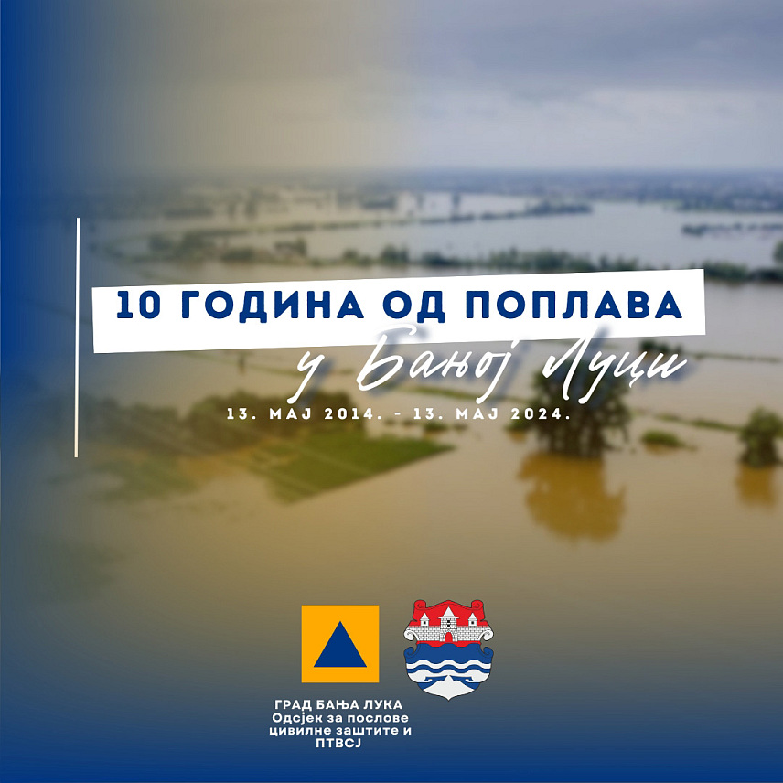 БАЊАЛУКА, 13. МАЈА /СРНА/ - Данас се навршава десет година од када су Бањалуку погодиле велике поплаве које су оставиле иза себе велику материјалну штету и људске жртве, саопштено је из Градске управе.