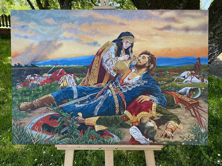 КОСTАЈНИЦА, 27. МАЈА /СРНА/ - Матурант Средњошколског центра Костајница Елена Радојчић из села Петриња насликала је реплику "Косовке девојке" Уроша Предића, а за овај подухват требало јој је годину дана.