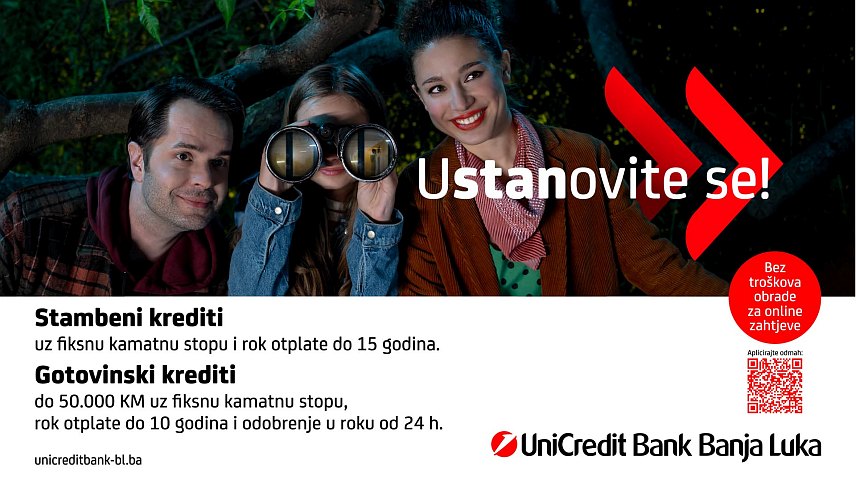 БАЊАЛУКА, 18. ЈУНА /СРНА/ - Уникредит банка Бањалука креирала је посебну акцијску понуду стамбених и готовинских кредита, саопштено је из ове банке.
