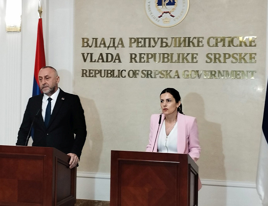 БАЊАЛУКА, 21. ЈУНА /СРНА/ - Министар рада и борачко-инвалидске заштите Републике Српске Данијел Егић на конференцији за новинаре у Бањалуци.