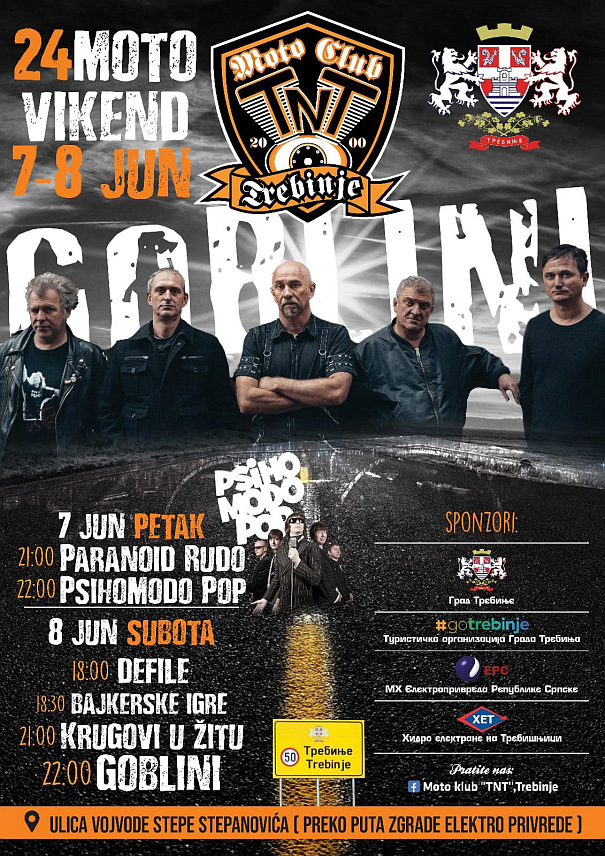 ТРЕБИЊА, 7. ЈУНА /СРНА/ - У Tребињу ће данас почети мото-викенд на којем ће учествовати око 2.000 мотоциклиста, углавном из региона, али и из европских земаља, рекао је Срни члан Мото-клуба "TНT" Tребиње Вучко Башић.