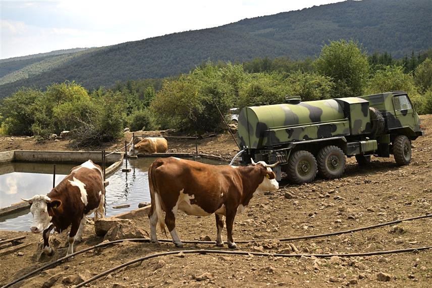 БЕОГРАД, 15. АВГУСТА /СРНА/ - Припадници Војске Србије и данас неуморно достављају воду у неколико општина како би ублажили посљедице суше.