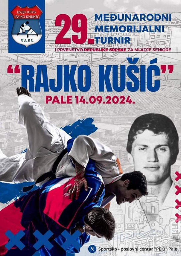 ПАЛЕ, 10. СЕПТЕМБРА /СРНА/ - На Палама ће у суботу, 14. септембра, бити одржан 29. меморијални џудо турнир "Рајко Kушић Kуша" посвећен овом врхунском спортисти, вишеструком прваку бивше Југославије и Балкана.