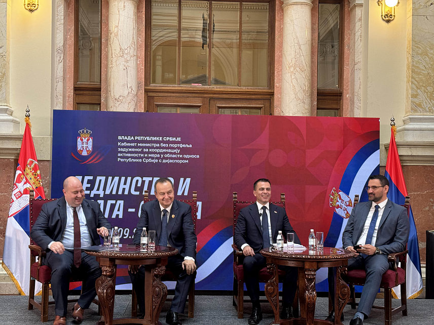 БЕОГРАД, 1. СЕПTЕМБРА/СРНА/ - Министар за европске интеграције и међународну сарадњу Републике Српске Златан Клокић на завршној конференцији "Јединство и снага - Србија" у Дому Народне скупштине у Београду.