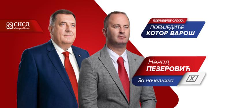 КОТОР ВАРОШ, 22. СЕПТЕМБРА /СРНА/ - Кандидат СНСД-а за начелника општине Котор Варош Ненад Пезеровић.