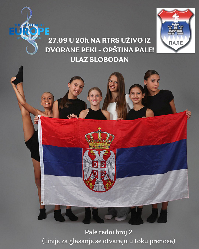 ПАЛЕ, 25. СЕПТЕМБРА /СРНА/ - У спортској дворани "Пеки" на Палама у петак, 27. септембра, биће одржано највеће дјечије музичко такмичење "Ритам Европе" на којем ће учествовати дјеца из 12 градова и општина Републике Српске.