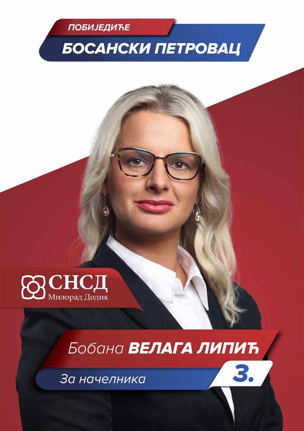 БОСАНСКИ ПЕTРОВАЦ, 30. СЕПТЕМБРА /СРНА/ - Кандидат СНСД-а за начелника Босанског Петровца Бобана Велага Липић.