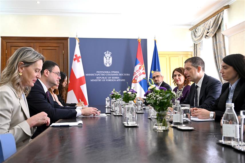 БЕОГРАД, 4. СЕПТЕМБРА /СРНА/ - Министар спољних послова Србије Марко Ђурић на састанку са замјеником министра иностраних послова Грузије Тејмуразом Џанџалијом у Београду.