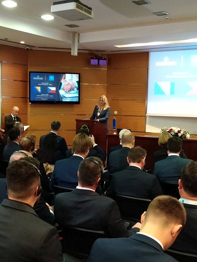 САРАЈЕВО, 23. ЈАХОРИНА /СРНА/ - Српски члан и предсједавајућа Предсједништва БиХ Жељка Цвијановић на Пословнoм форуму Чешка-БиХ у Сарајеву.