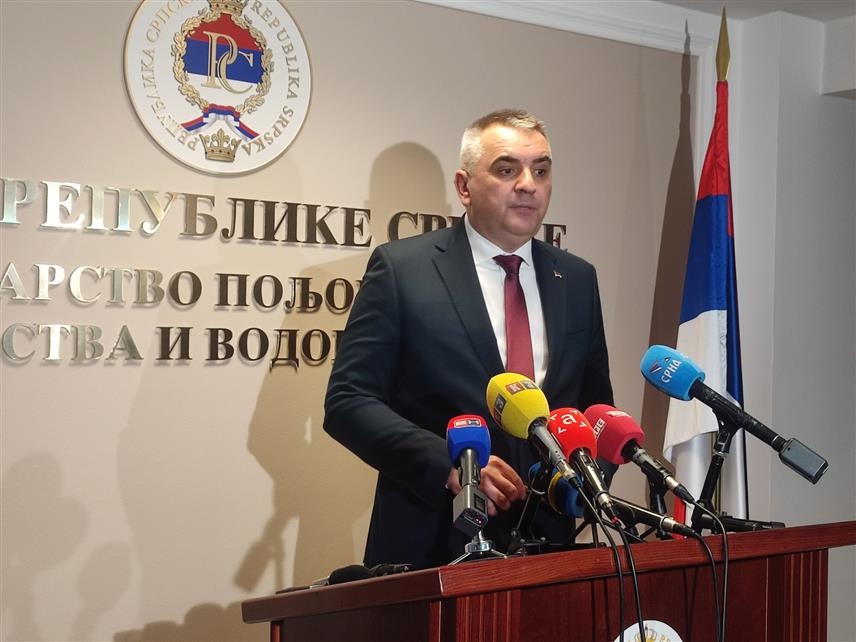 БАЊАЛУКА, 28. ЈАНУАРА /СРНА/ - Министар пољопривреде, шумарства и водопривреде Републике Српске Саво Минић на конференцији за новинаре у Бањалуци.