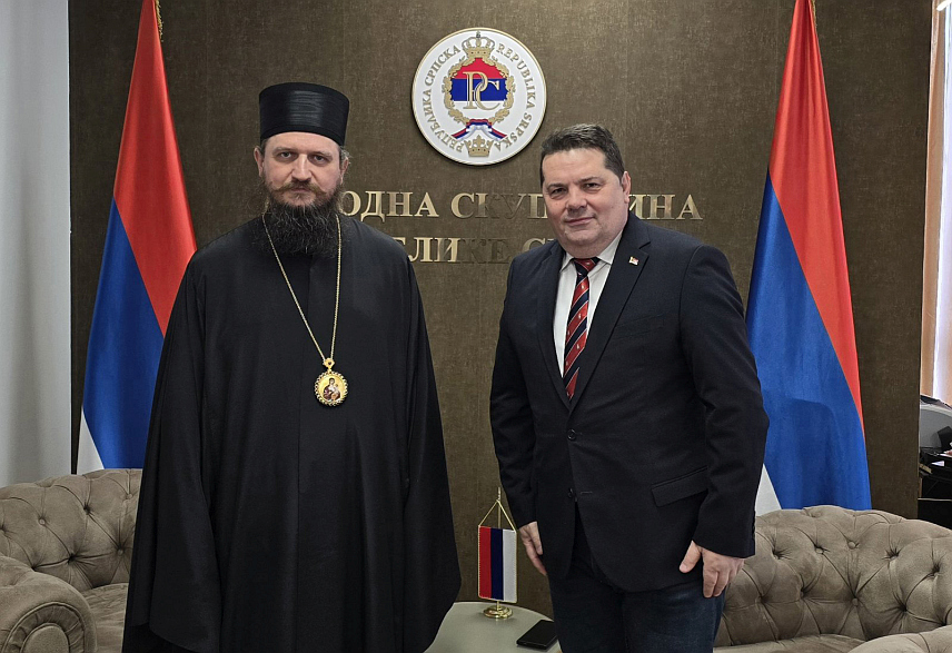 БАЊАЛУКА, 30. ЈАНУАРА /СРНА/ - Предсједник Народне скупштине Републике Српске Ненад Стевандић током састанка са Његовим преосвештенством епискпом бихаћко-петровачким Сергијем.